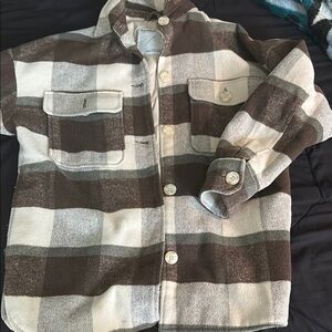Plaid Kids Shirt - Brown and Cream